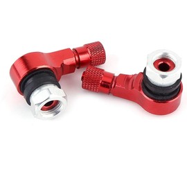 Universal Aluminum Alloy 90 Degree Tire Valve Stems Caps for Motorcycle, 2pcs (Red)