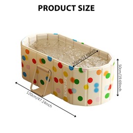 Portable Foldable Bathtub for Adults, Collapsible Portable Tub for Bathroom & Shower Stall, Space-Saving SPA Bathtub for Small Spaces, Quick & Effortless Folding Design (Polka Dot)