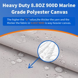 Tuszom True 900D Oxford Anti-Scratch Pop Up Camper Trailer Cover 100% Waterproof Anti-UV Folding Camping RV Cover 12'-14' with 7 PCS Reinforced Windproof Straps for Motorhome