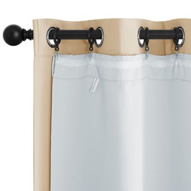 NICETOWN Blackout Curtain Liners for 95" Curtains - Black Out Curtain Liners for Drapes, Blackout Fabric Liners for Bedroom (Hooks Included) 2 Panels, 34W by 90L Per Panel Inches, Greyish White