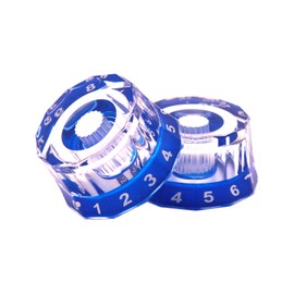 4pcs Transparent Guitar Knobs Clear Blue Dodecagon Speed Control Volume Tone Knob for PRS SG Les Paul Eletric Guitar Accessories (Blue)