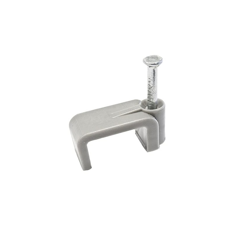 Flat Grey Plastic Cable Clips & Fixing Nail for Twin