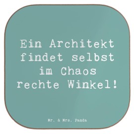 Mr. & Mrs. Panda Drinks Coaster Saying "EIN Architekt findet selbst im Chaos rechte Winkel!" [German Language] [German Language] [German Language