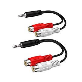 ALINNA 3.5mm Male to 2 RCA Female Jack Stereo Audio Y Cable Adapter(2 Pack), Black
