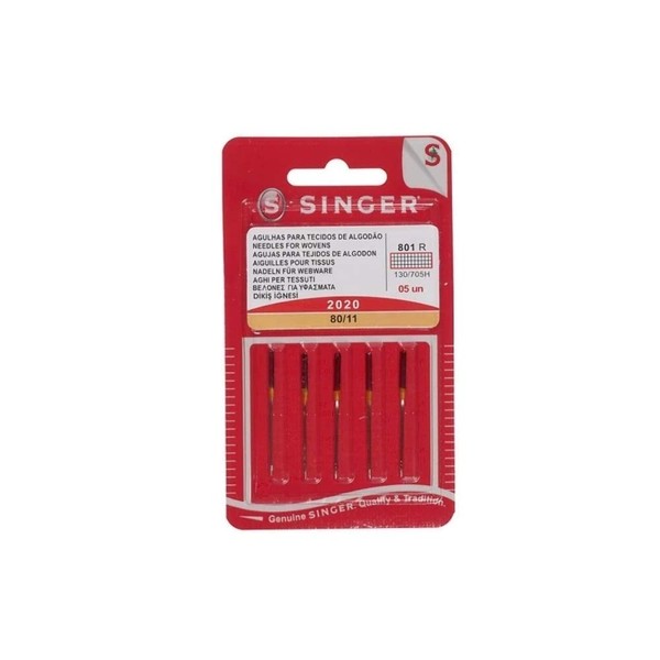 5 Original Singer Sewing Machines Needles 2020 size 80/11 for woven fabrics 130/705
