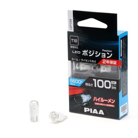 PIAA LEP138 Car Lamp & Bulb, Position Bulb, Room/License, LED, 6600K, 12V, 1.0W, 100lm, T10, Compatible with Vehicle Inspections, Pack of 2