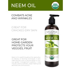 velona Neem Oil USDA Certified Organic - 8 oz | 100% Pure and Natural Carrier Oil | Virgin, Unrefined, Cold Pressed | Hair, Body and Skin Care | Use Today - Enjoy Results…
