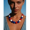 CLASSYZINT 20mm Chunky Red White Blue Beaded Necklace for Women