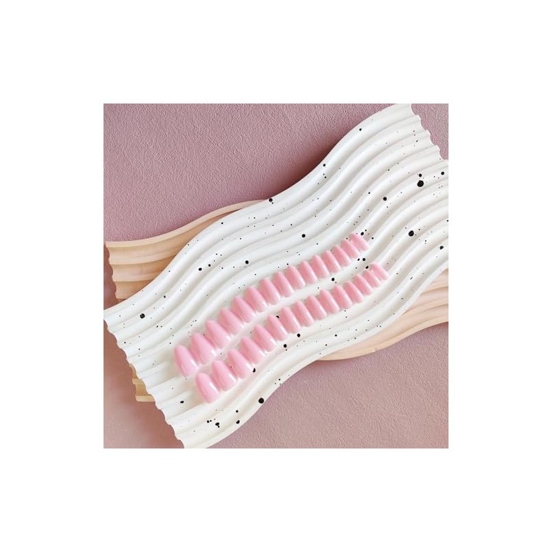 SXVME Uñas Postizas Rosas, Uñas Postizas Reutilizables de Invierno, Cortas,