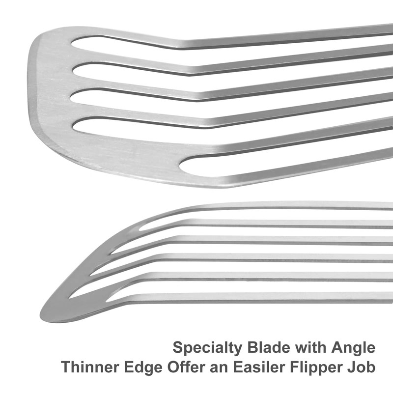 KSENDALO 2Pack Fish Spatula Flexible Metal Spatula Flipper with Thin