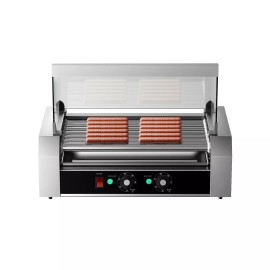Tieasy Hot Dog Roller Machine, 7 Roller, Sausage Grill Cooker Machine with Glass Cover