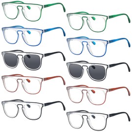 Eyekepper 10 Pack Reading Glasses (8 Pairs Reading Glasses & 2 Pairs Reading Sunglasses) Double Color Fashion +3.50
