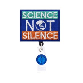 Science Not Silence Retractable Name Card Badge Holder Reel with Alligator Clip, 24 inches Thick Pull Cord