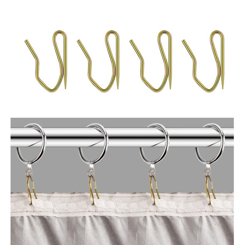 Metal Curtain Hooks, Rustproof Steel Heavy-Duty Offset Pin-On Drapery Hooks