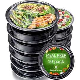 [10-Pack] Airtight Meal Prep Containers Reusable - BPA-Free Plastic Food Containers with Lids - Microwavable Freezer Dishwasher Safe - Takeaway Lunch Box - Batch Cooking Containers - Food Trays