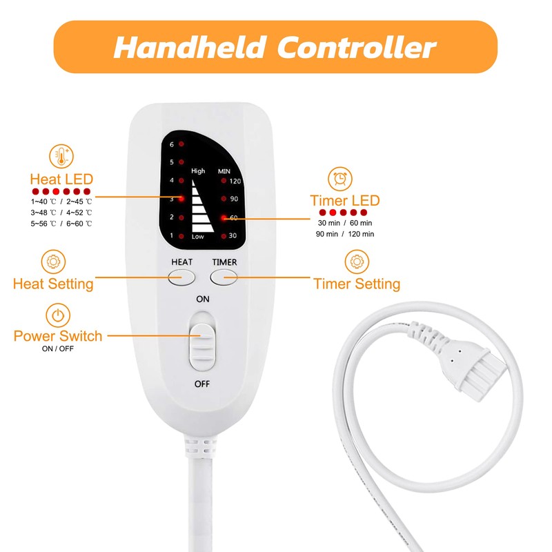 Heating pad, Electric Heat Pad with Automatic Switch-Off and 6