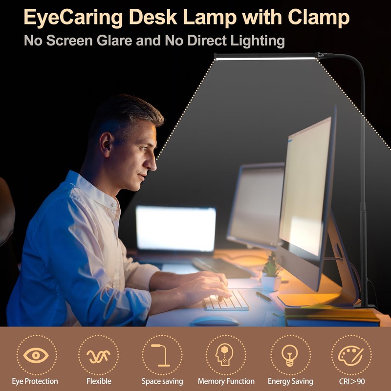 LIBORA Led Desk Lamp for Home Office, Eye-Caring Desk Light