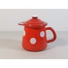 Münder Enamel Milk Jug, Cream Pourer, Colour: Red with White