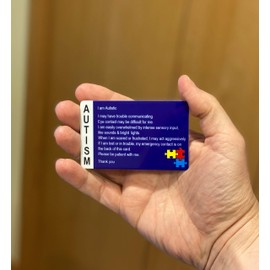 Autism Alert Card - ADHD Awareness Cards - Customized Name & Emergency Contact - 2 Pack, Secure ID