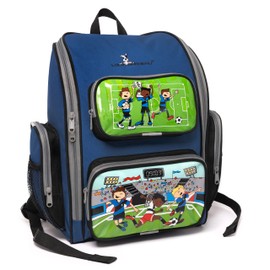 Louis Garneau Designer School Kit with Backpack, Lunch Box and Pencil Case 3-Piece Set School Supplies for Kids Prescholl and Elementary – Premium Durable Materials - Boys (Soccer)