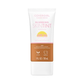 COVERGIRL Clean Fresh Blurring Skin Tint with SPF 30, 445 Medium/Rich Warm, Liquid Foundation, Soft Matte Finish, Smooths, Brightens, Blurs Pores, Mineral Sunscreen, Vegan Formula