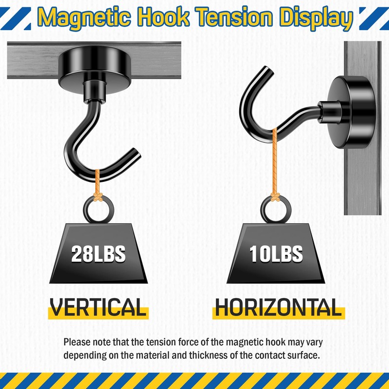 FINDMAG 28 LBS Black Magnetic Hooks Heavy Duty, Neodymium Magnet
