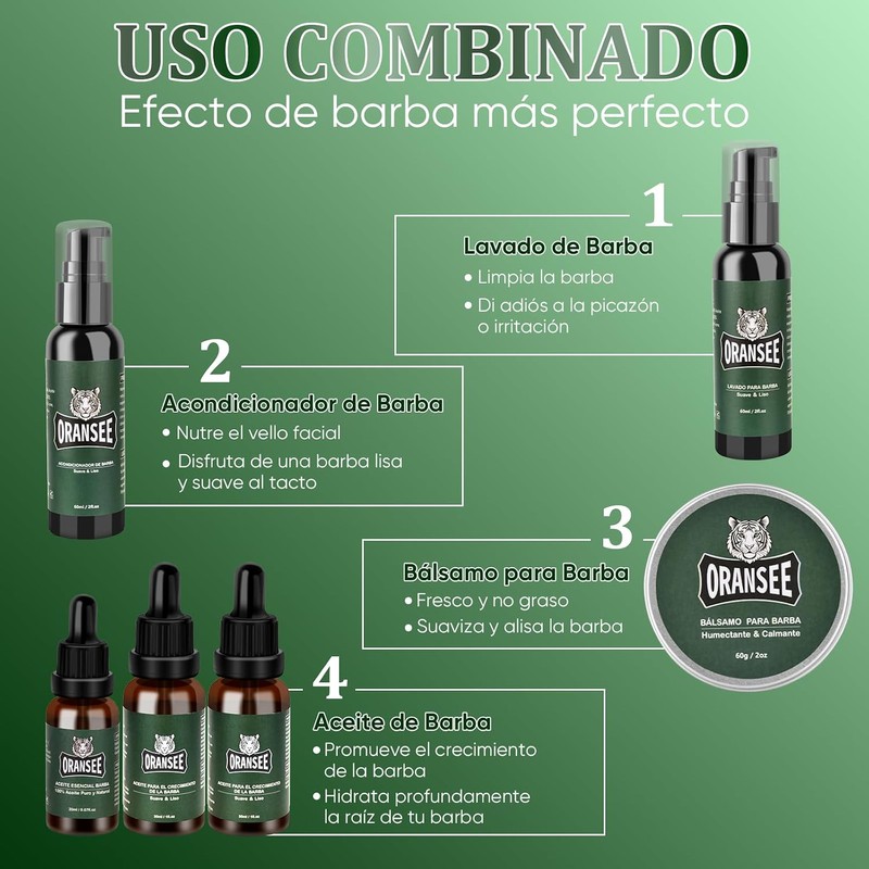 Kit Cuidado de Barba para Hombre 14 en 1 con