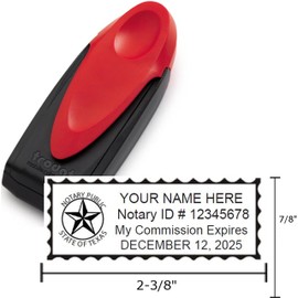 Red Standard Mobile Notary Pocket Stamp (Black Ink) | Texas