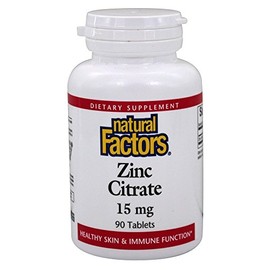 Natural Factors - Zinc Citrate 15mg, Support for Healthy Skin & Immune Function, 90 Tablets
