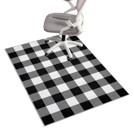 CAREMEE Office Chair Mats for Hardwood Floor, 48"X60" Christmas Desk Chair Mat, Computer Chair Mat Office Rug for Tile, Black and White Buffalo Plaid Gaming Carpet Floor Protector for Rolling Chair
