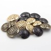 5 Pcs Hollow Metal Button Black Sliver Gold Buttons Round