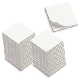 Alfion Sticky Notes Graph Paper 24pk | 3x3 Inch Small Self Stick Notepads for Desk and School Supplies