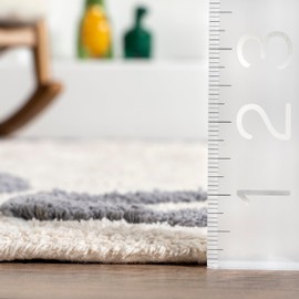 nuLOOM Kids Washable Round Alphabet Rug, 4' Round, Grey