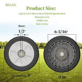 8 in Lawn Mower Rear Wheels Replacement For Honda lawnmower 42710-VE2-M02ZE 42710-VE2-M00ZE fits model HRR2169VKA 2 pack