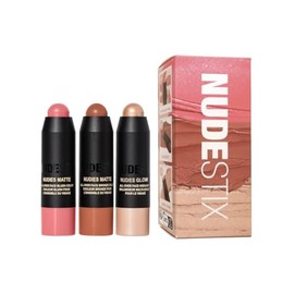 Nudestix Roses & Honey Mini Kit – 3-Piece Cream Blush, Bronzer & Highlighter Stick Set for Eyes, Cheeks & Lips | Travel-Size Multi-Use Makeup