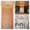 WUZUPS 3-Light Metal Drum Chandelier Imitation Wood Grain Shade Round