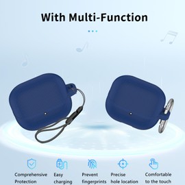 NOUKAJU for TOZO Crystal Pods Case Cover, Earphone Protective Cover(with Carabiner + Lanyard + Cleaning Pen) Drop-Proof,Shock-Proof,Dust-Proof,Protective Case for TOZO Crystal Pods(Blue)