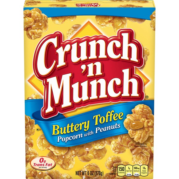 Crunch'N Munch CRUNCH 'N MUNCH Buttery Toffee Popcorn with Peanuts, 6 oz., 6 Ounce