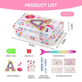 MAIGOZON Clear Pencil Case, Plastic Pencil Box, Large Crayon Box, Craft Organizers and Storage, School Supplies for Boys and Girls with Stickers and Kit (Letter A Set)