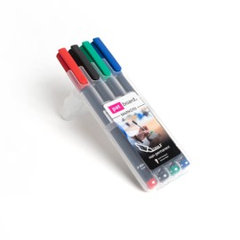 PATBOARD Non-permanent Markers - Set of 4 - Black, Green, Red (F) & Blue (B) - Wet Erase Pens