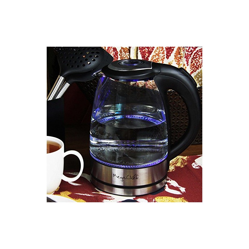 Megachef Stainless Steel Light Up Tea Kettle, 1.7L, Clear Glass