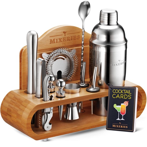 Mixology Bartender Kit with Stand - 18 Piece Bar Set Cocktail Shaker Set, Drink Mixer Set for Home Bar with All Bar Accessories - Bar Tool Set, Cocktail Kit, Mixology Set, Bar Kit
