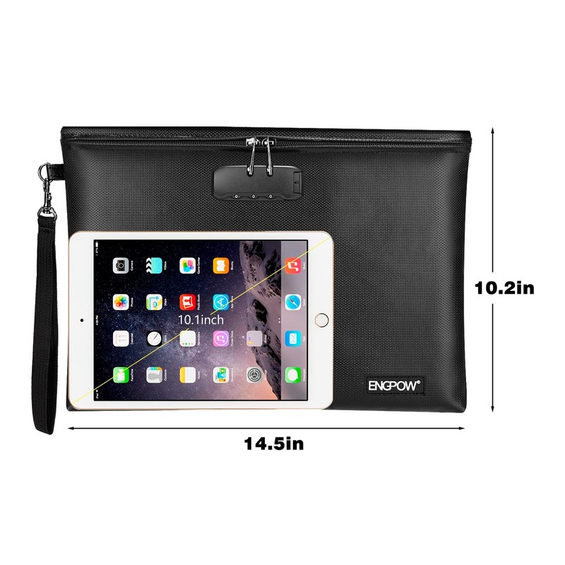 Pack of 2 Fireproof Document Bags with Lock, 37 x