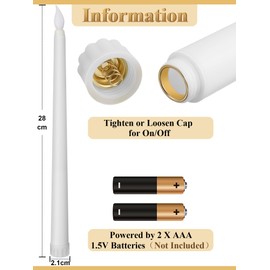 Funtery 48 Pcs Flameless LED Taper Candles Fake Candles Battery Operated Candles Bulk 11 Inch Flickering Taper Candles LED Tall Candles for Christmas Valentine's Day Church Wedding