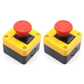 Red Emergency Stop Switch, 2PCS Red Mushroom Latching Emergency Stop Push Button Switch for CNC Machines, Printing Machines, Textile Machines, Distribution Boxes