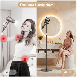 Hair Dryer Stand, 1.68M Height Adjustable Blow Dryers Holder, Ultra Stable Holder with 360° Rotating, Universal Clips, Work with All Dryer, Floor Dryer Stand for Salons or Home Use