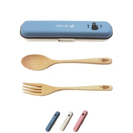 chat du café 4627180 EM Cutlery Set, Wood Grain x Blue