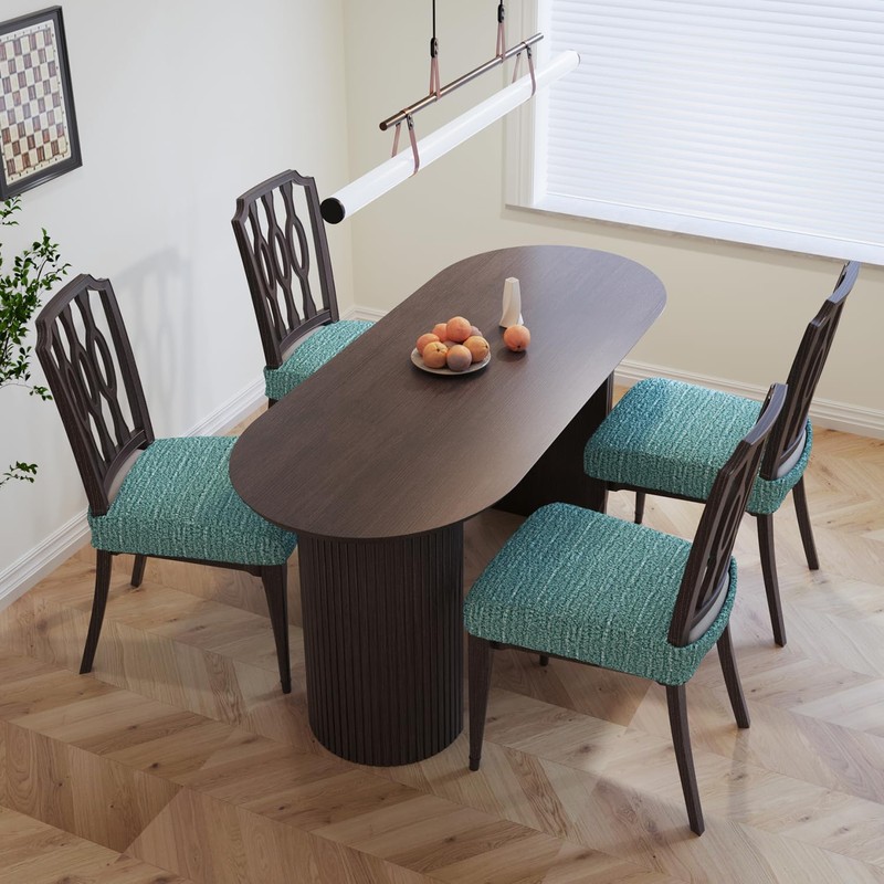 Lawalon Heavyweight Cotton Dining Seat Covers for Chairs (Blue, Set