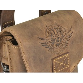 Greenburry Vintage Biker Leather Belt Bag Waist Bag Bum Bag 1754HM, brown