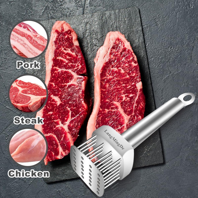LANGMINGDE 316 Stainless Steel Meat Tenderizer Tool, 24 Sharp Needles